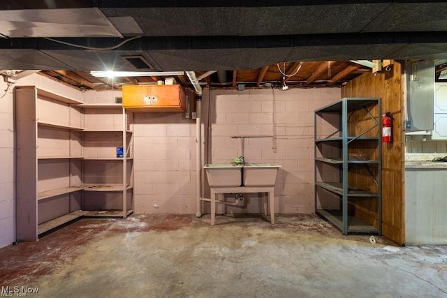 basement featuring sink