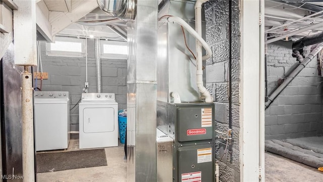 interior space with washing machine and dryer