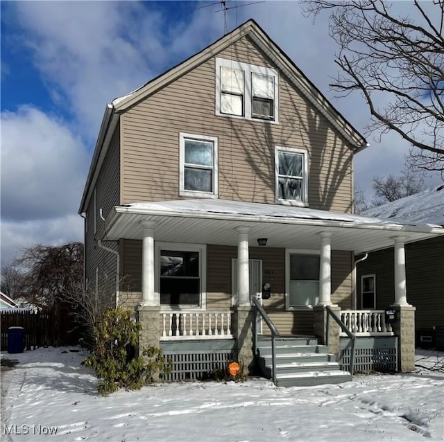 view of front of home with covered porch