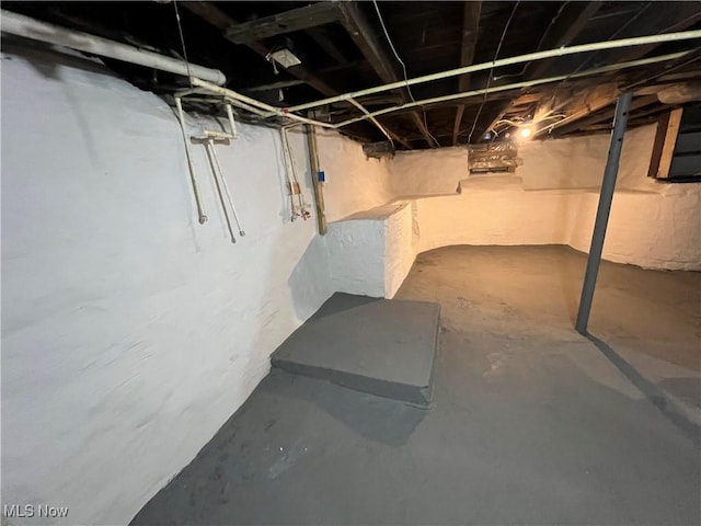 view of unfinished basement