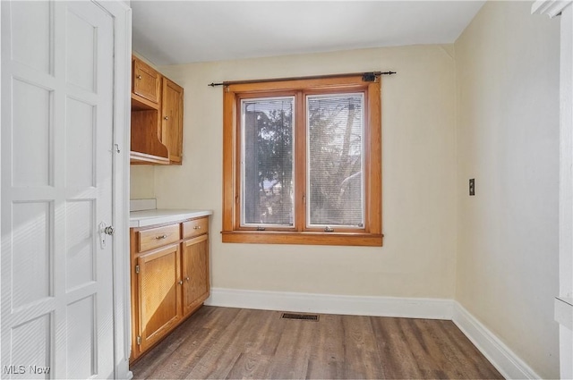 interior space featuring dark wood-type flooring