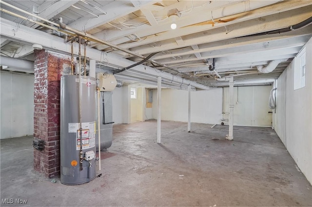 basement featuring water heater