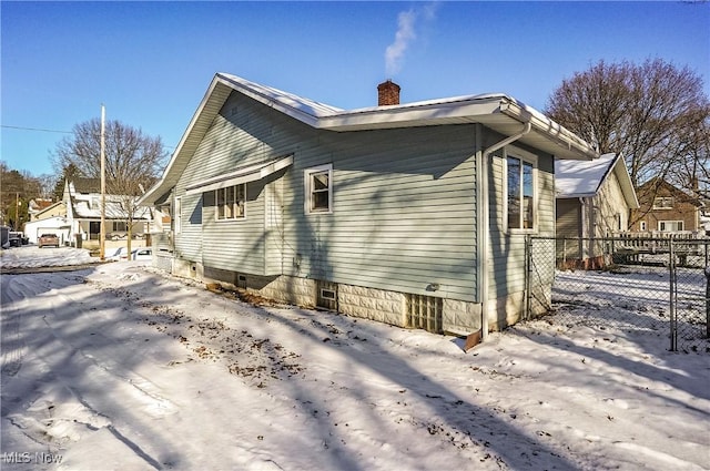 view of snow covered exterior