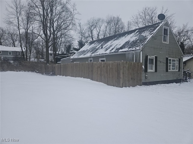 view of snow covered property