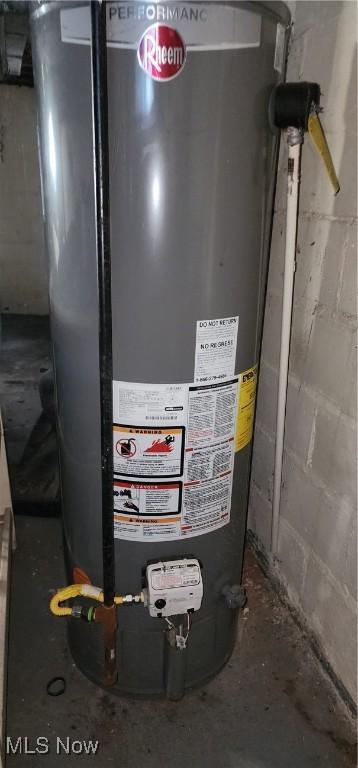 utility room featuring gas water heater