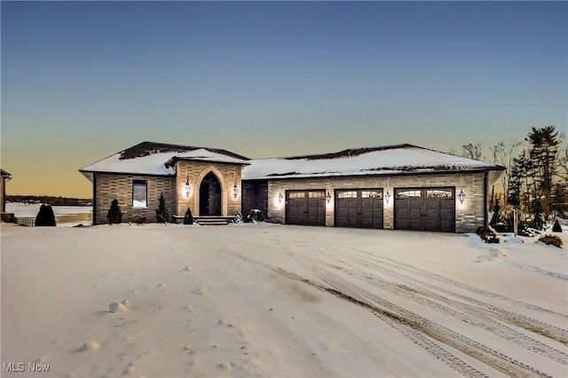 view of front of home with a garage