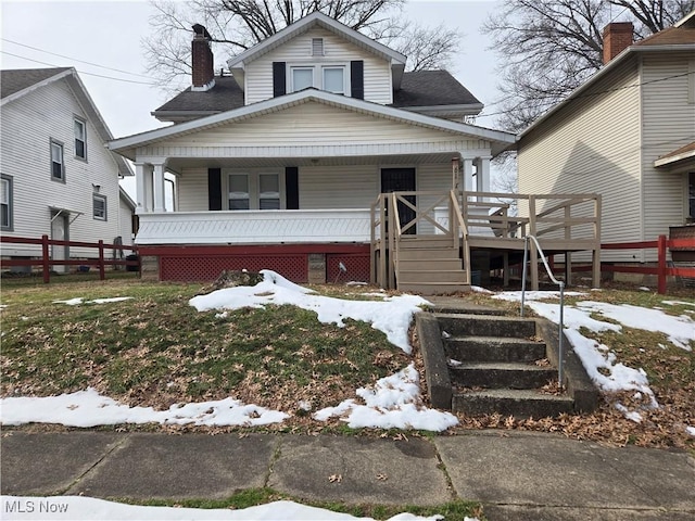 bungalow-style house with covered porch