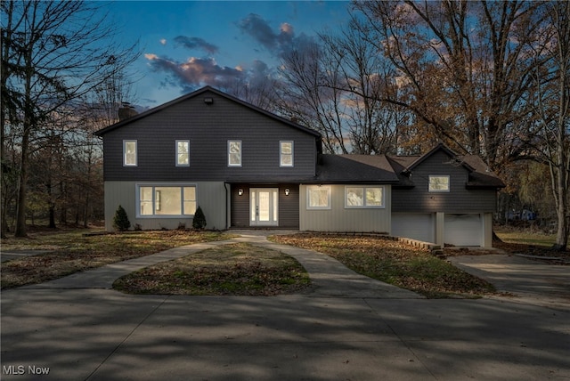 view of property featuring a garage