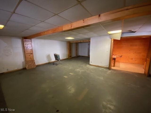 basement with a drop ceiling