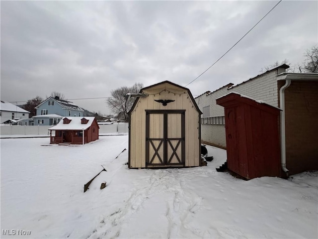 view of snow covered structure