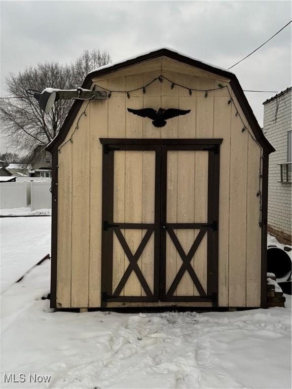 view of snow covered structure