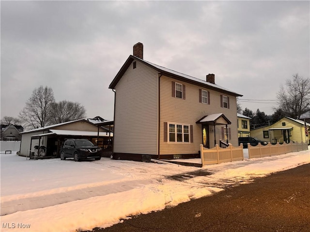 exterior space with a garage