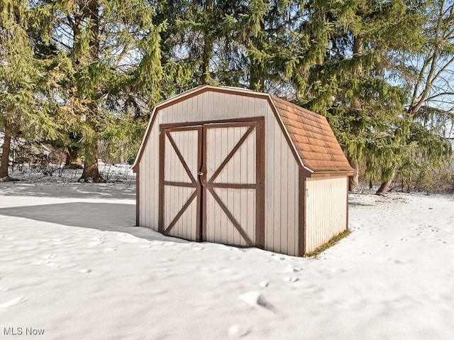 view of snow covered structure