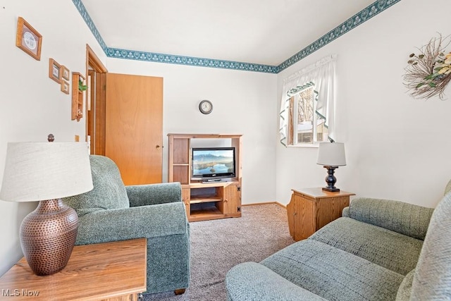 living room with carpet flooring