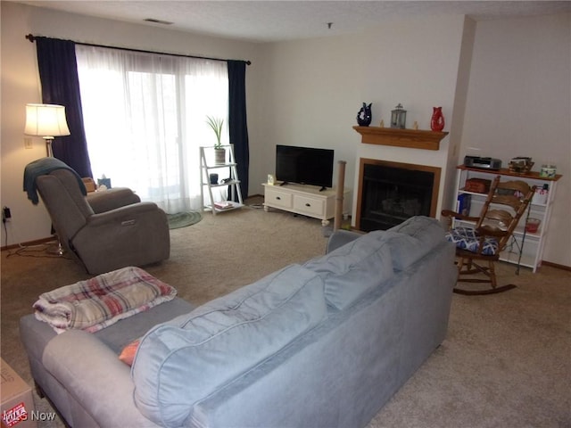 living room with carpet floors