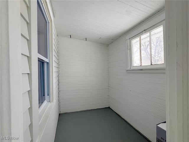 spare room featuring wood walls