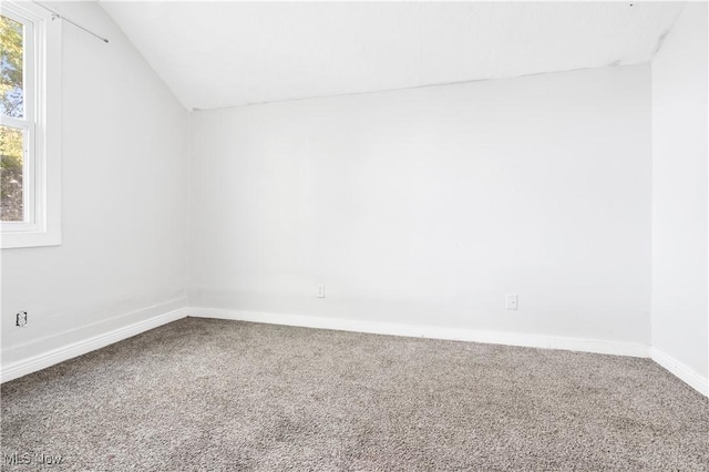 bonus room with plenty of natural light, lofted ceiling, and carpet floors