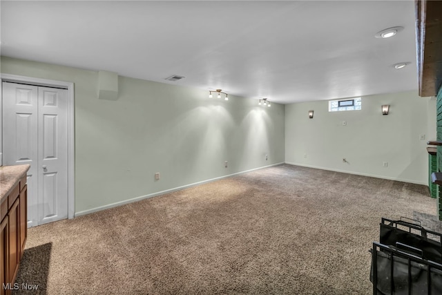 living room with carpet flooring