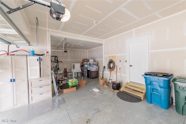 garage with a garage door opener