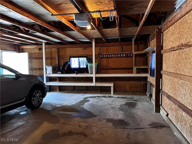 garage with a garage door opener