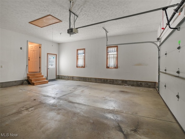 garage with a garage door opener