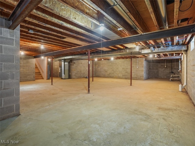 basement with heating unit