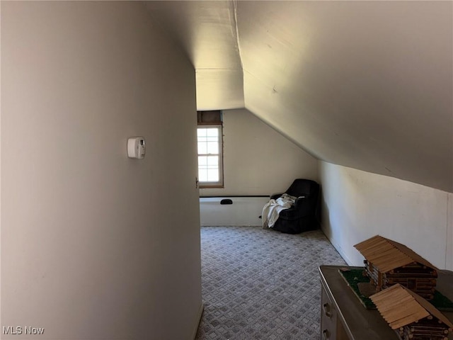 bonus room featuring carpet and vaulted ceiling