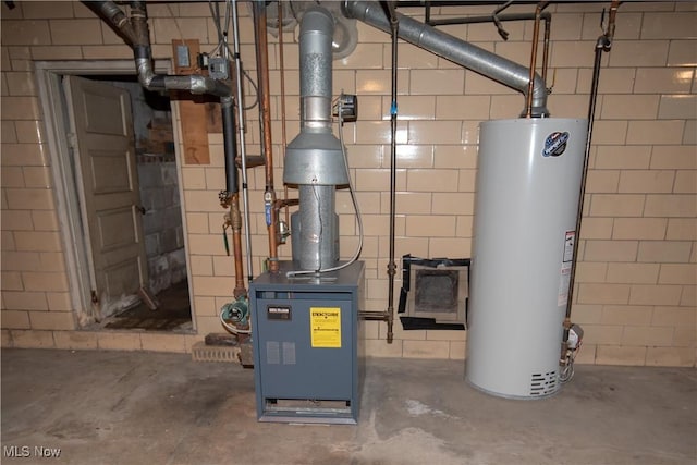 utilities with water heater and a heating unit