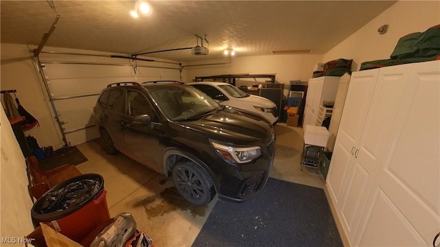 garage with a garage door opener