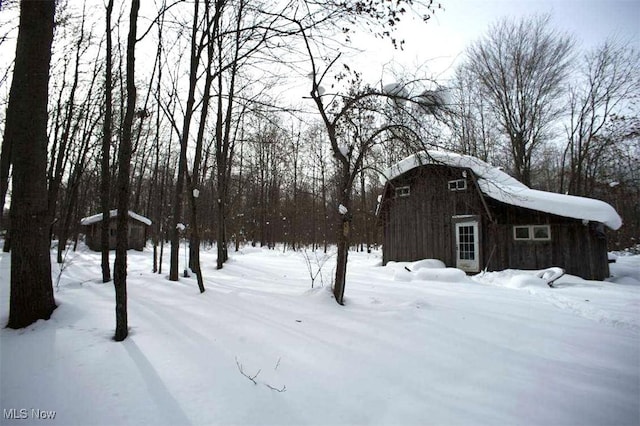 view of snowy exterior