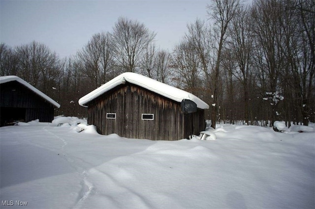 view of snow covered structure