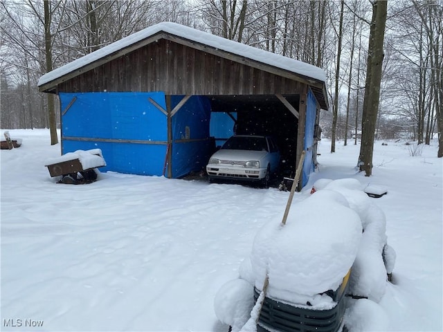 view of snow covered structure