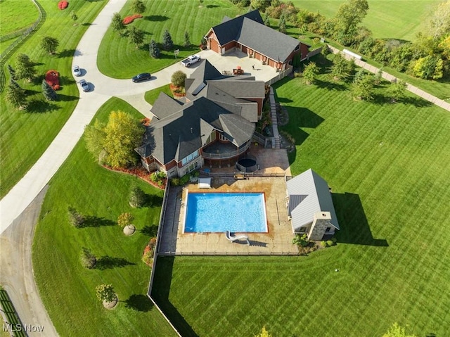 bird's eye view with a rural view