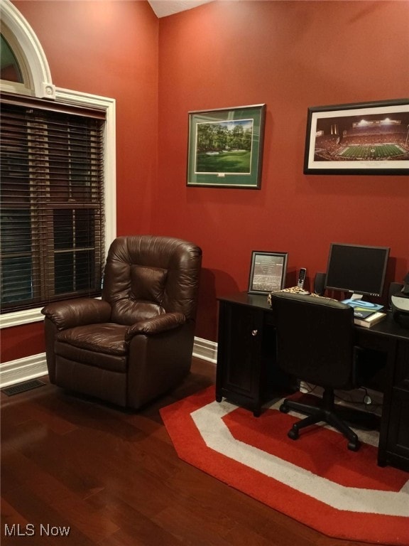 office space featuring wood-type flooring