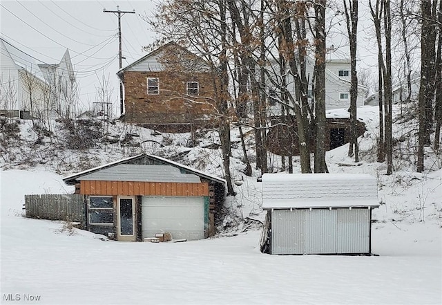 exterior space with a garage