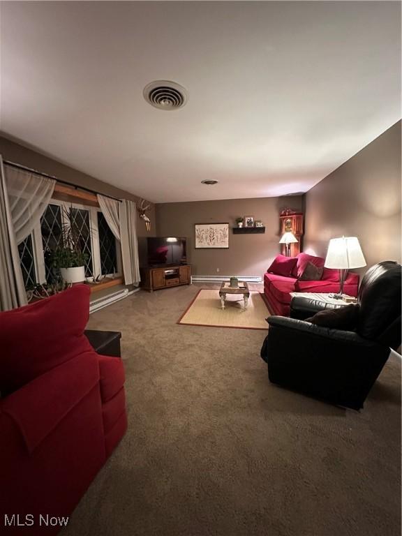 living room featuring carpet