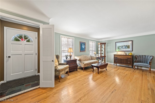 living room with light wood-type flooring