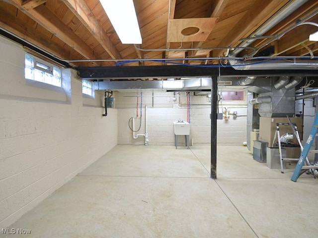 basement with sink