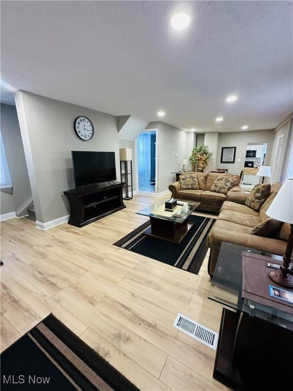 living room featuring light hardwood / wood-style flooring