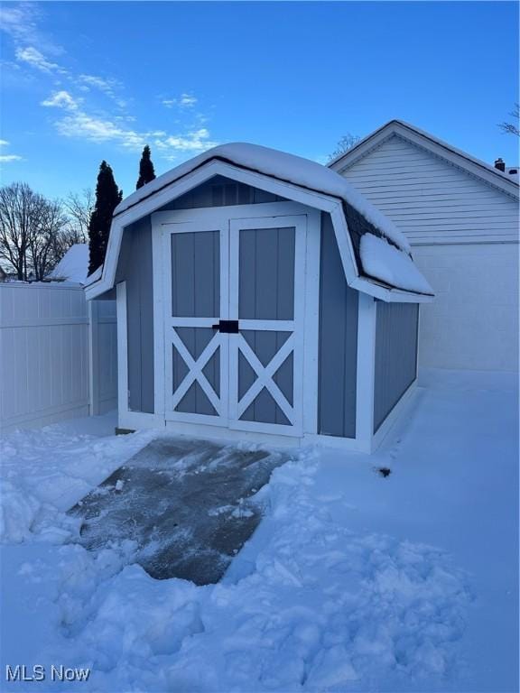 view of snow covered structure