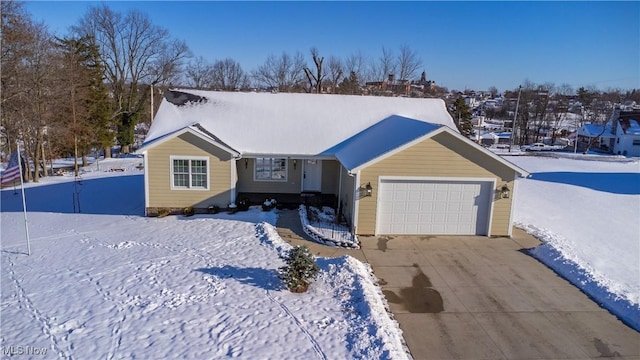 single story home with a garage