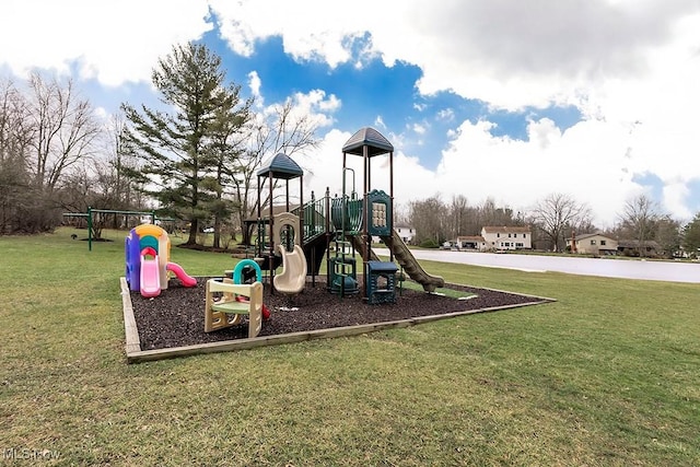 view of play area with a lawn