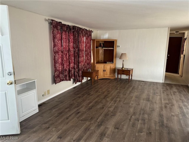 unfurnished living room featuring dark hardwood / wood-style flooring