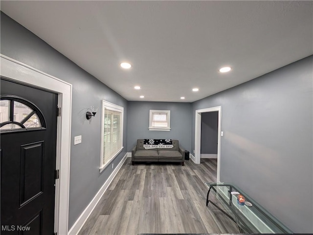 interior space featuring hardwood / wood-style flooring and a healthy amount of sunlight