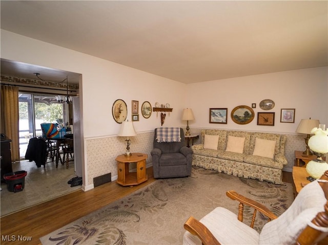 living room featuring hardwood / wood-style flooring