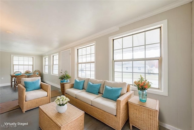 interior space featuring crown molding