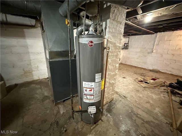 utilities featuring gas water heater and heating unit