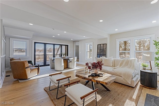 living room featuring light wood-type flooring