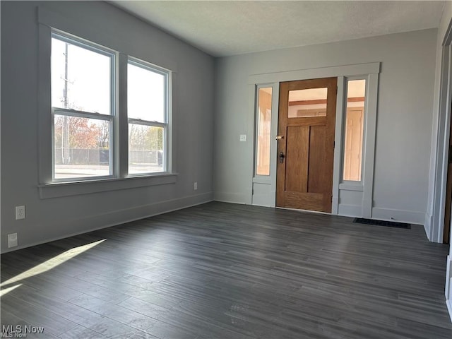 foyer with dark hardwood / wood-style flooring