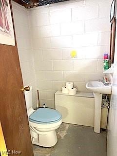 bathroom featuring toilet and concrete flooring